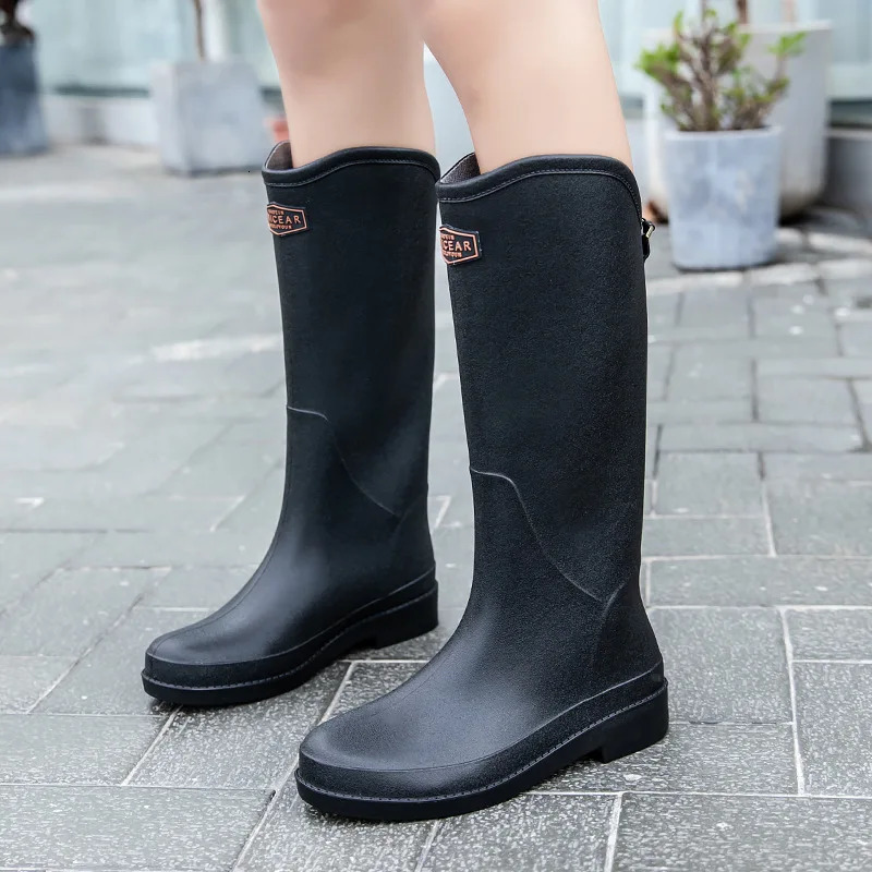 Womens Fashion Rain Boots Classic British Water Boots High Rubber Non-slip Boots Rain Boots Women 241114