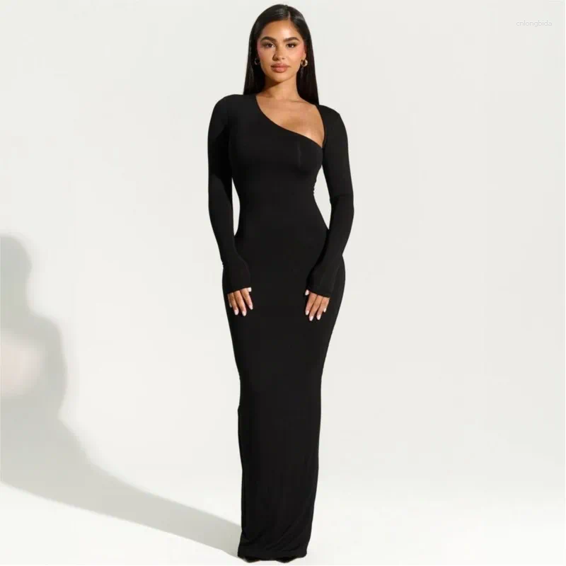 Swim Costume For Women Beachwear Beach Coverup Female Long Sleeve Skew Sexy Slim After Slit Dress Solid Spandex Bathing