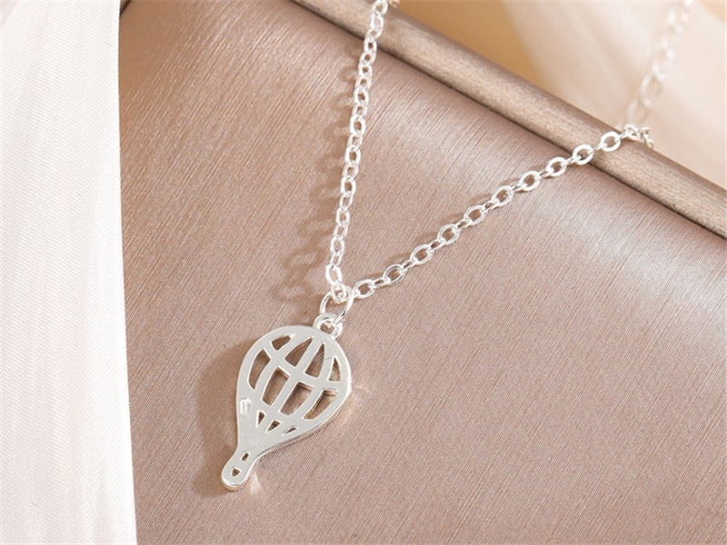 10PCS Cute Stainless Steel Hot Air Balloon Pendant Necklace Cartoon Outdoor Creative Charm Chain Choker for Women Girl