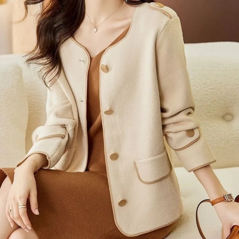 Women Autumn Winter Elegant Temperament Solid Color Long Sleeve Coat Clothes Simplicity Office Lady Allmatch Trend Tops 241115