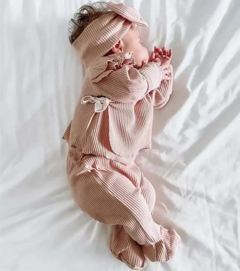 Baby pajamas born girls clothing sets childrens pajamas pants spring knitted tops childrens clothing sets 241113