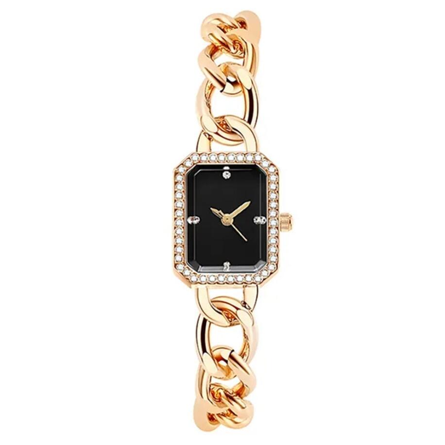 Women's Small Fragrance Square Bracelet Watch Vintage Female's Diamond Watches Girl Fashion Luxury Letter Stainless steel chain Quartz Wristwatch gift