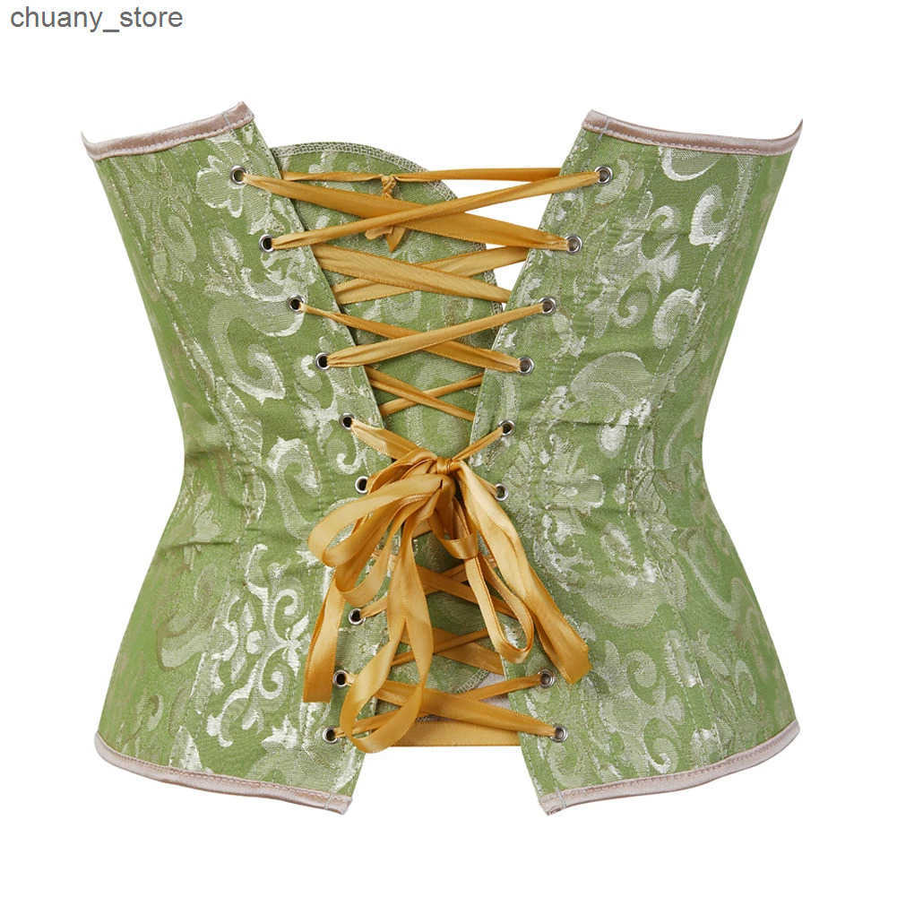 Belts Womens Corset Top Vintage Bustiers Lace Up Corsets Jacquard Bustier Elegant Korsett Halloween Party Costume Medieval Outfits L240910