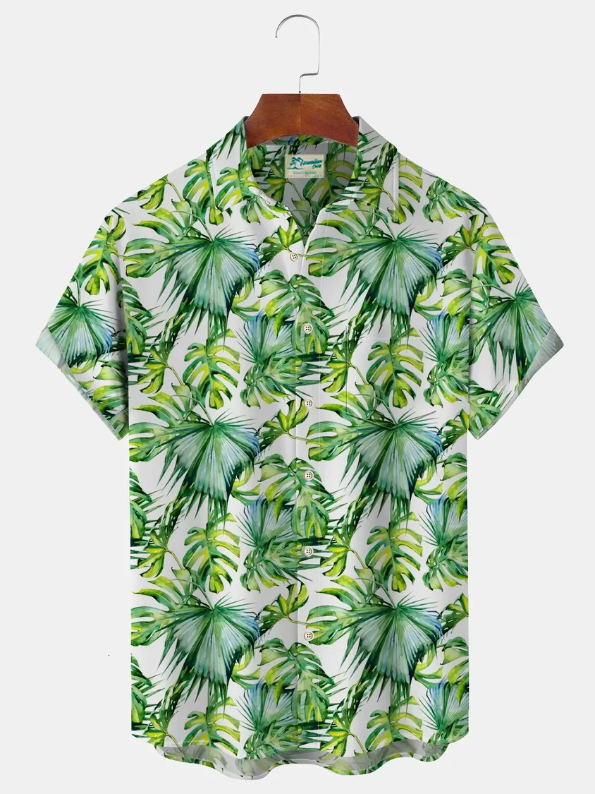 Beach Hawaiian Casual Mens Shirts Outdoor Street Daily Fall Turndown Short Sleeve Fashion Buttoned Shirt for Boys 240415