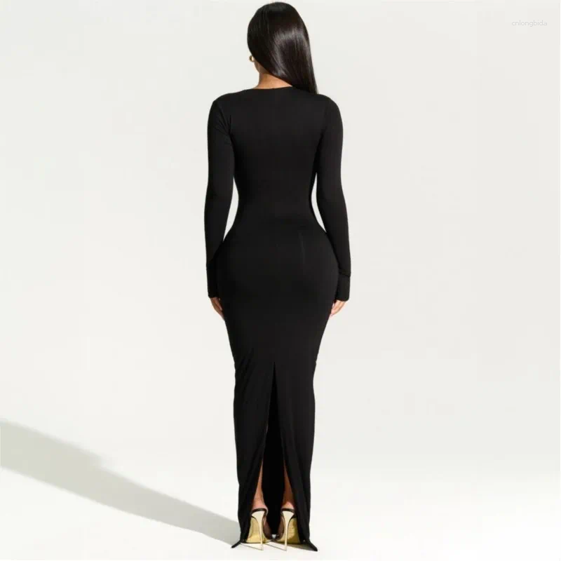 Swim Costume For Women Beachwear Beach Coverup Female Long Sleeve Skew Sexy Slim After Slit Dress Solid Spandex Bathing