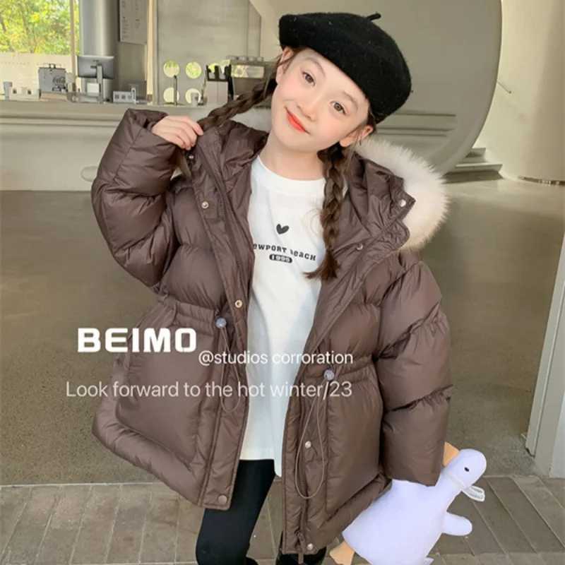 Girls outerwear windproof jacket 2024 plush winter autumn warm cotton Christmas gift childrens clothing X241115