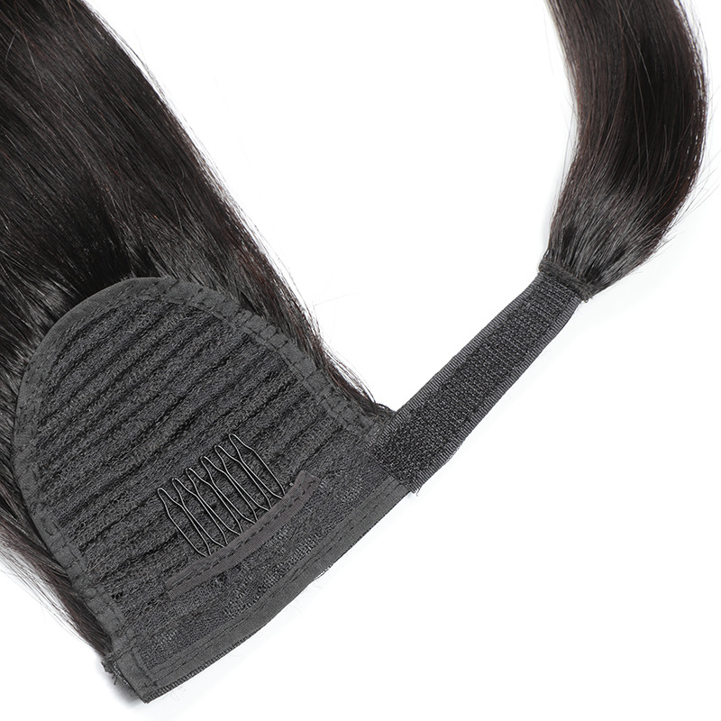 Peruvian Human Hair Silky Straight Hook& Loop Magic Ponytail 10-26inch Natural Color 2# 4# P4/27 Piano Color