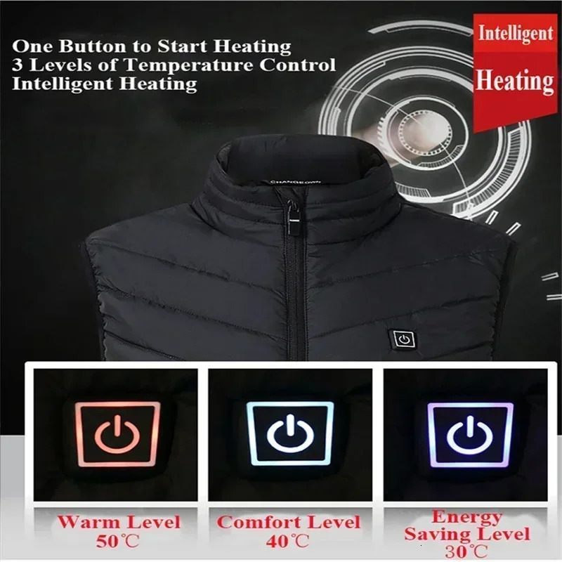21139Areas Self Heating Vest Jacket Heated Winter Men Womens Heated Jacket Tactical Heating Vest Body Warmer Coat with Gloves 241114