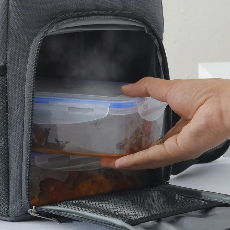 2025 new ISKYBOB Men Reusable Lunch Box With Adjustable Shoulder Strap Outdoor Oxford Cloth Large Capacity Insulation Bag 240415 zhanyishengli