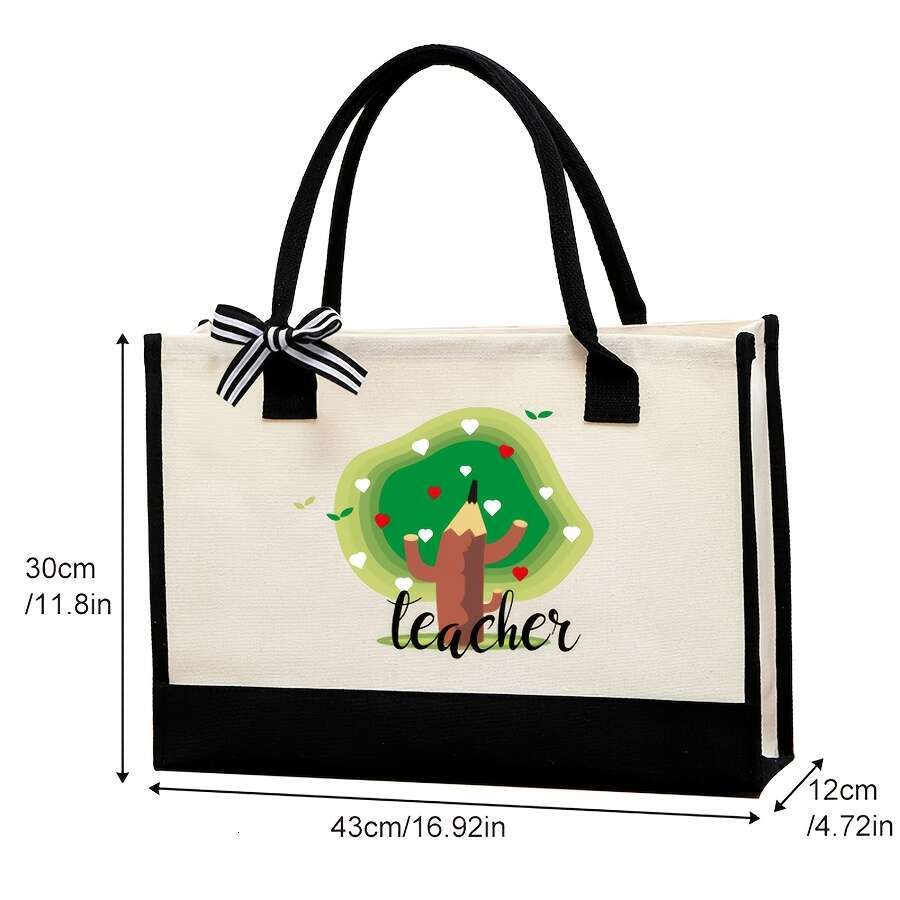 1pc Casual Style Large Capacity Tote Women, Reusable Waterproof ing, Thick Canvas Shoulder Bag for Travel and Beach Vacation