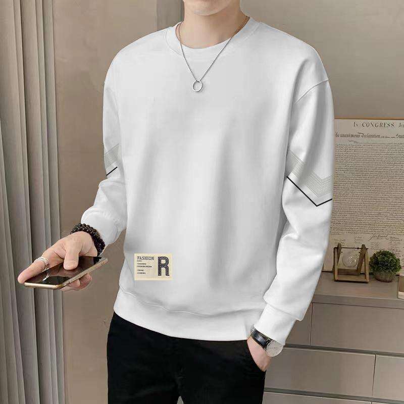 Top Loose Jacket Versatile Base Shirt Long Sleeved Warm Autumn And Winter Thick Hoodie Men's Casual Round Neck Pullover