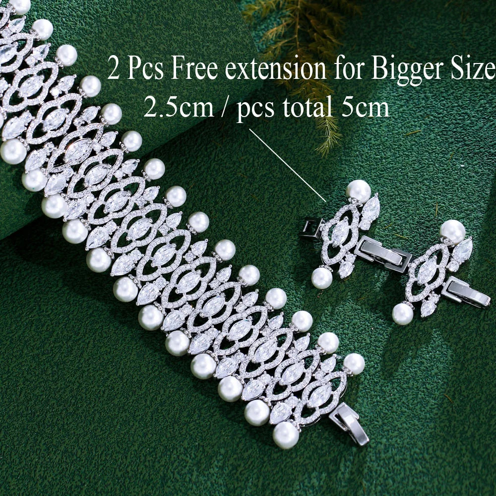 Three layer elegant cubic zirconia simulated pearl necklace and earrings suitable for womens bridal wedding jewelry TZ985 241115