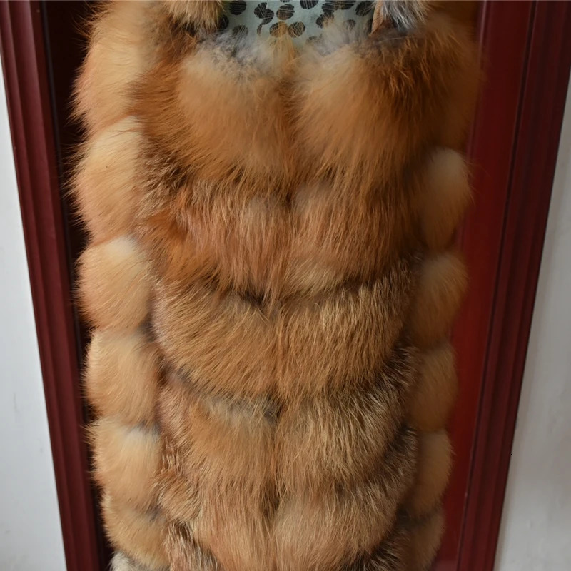 Winter Red Fur Vest Female Real Long Women Waistcoat Natural 241115