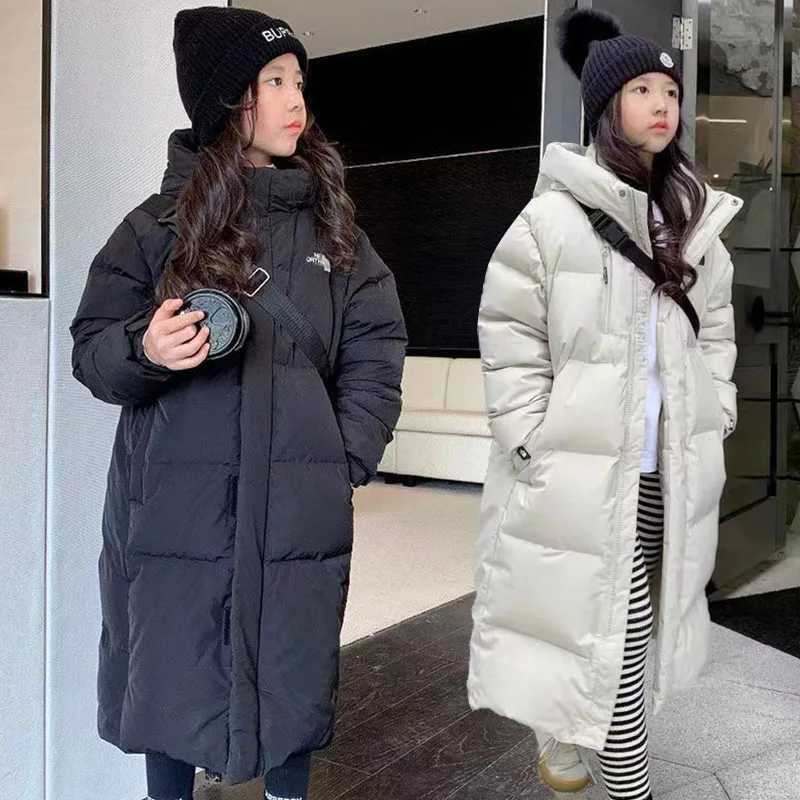 Girls winter clothing thick and warm long park fashionable and casual hoodie childrens jacket 10-12 13-year-old teenagers jacket X2411151