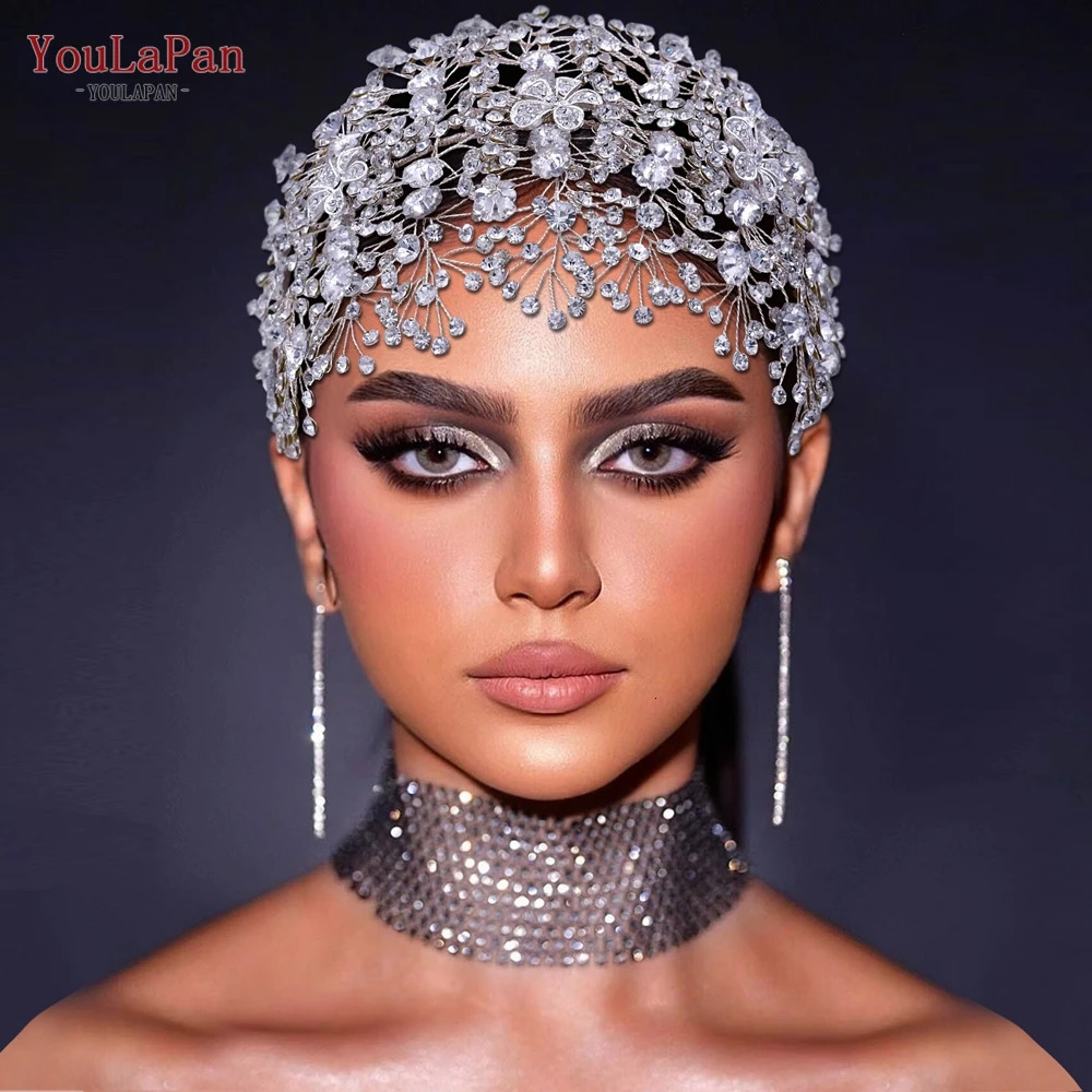 YouLaPan Diamond Bridal Headpiece with Earrings Set Bridal Headpiece Crystal Wedding Crown Headband Hair Accessories HP240 241115