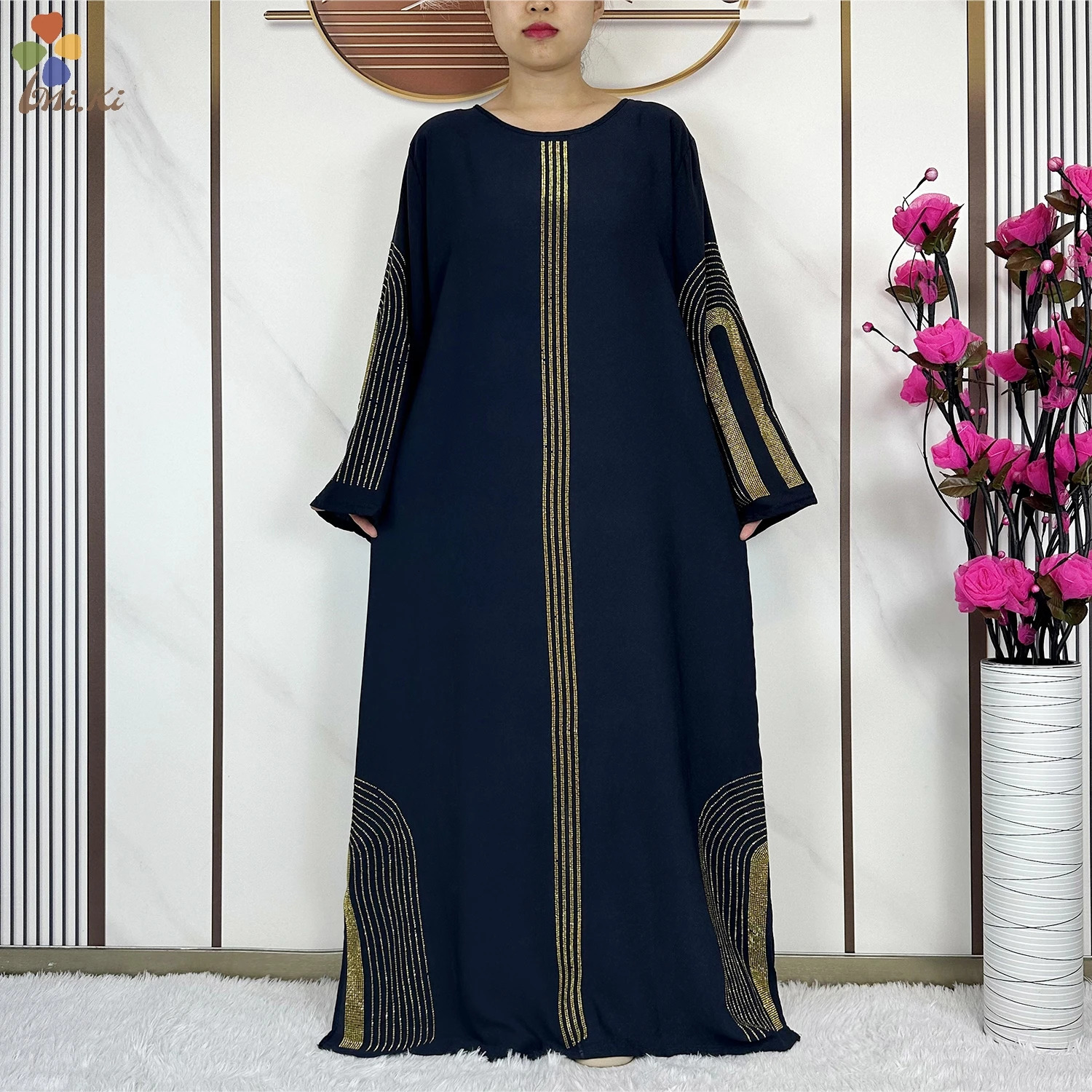 Latest African Fashion Abaya Gold Dia Weight Loss Dress Kaftan Robe Muslim Womens Long Sleeve Clothing 241111
