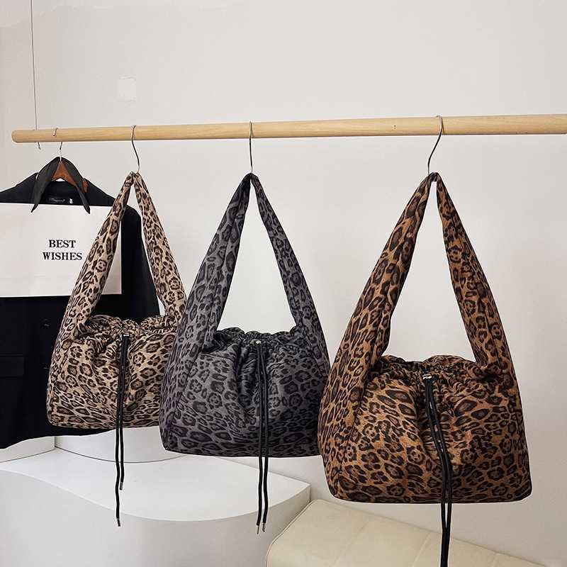 Autumn And Winter Leopard Print Large Capacity Bag For Women Tote Bag Casual Shoulder And Armpit Crossbody Bag