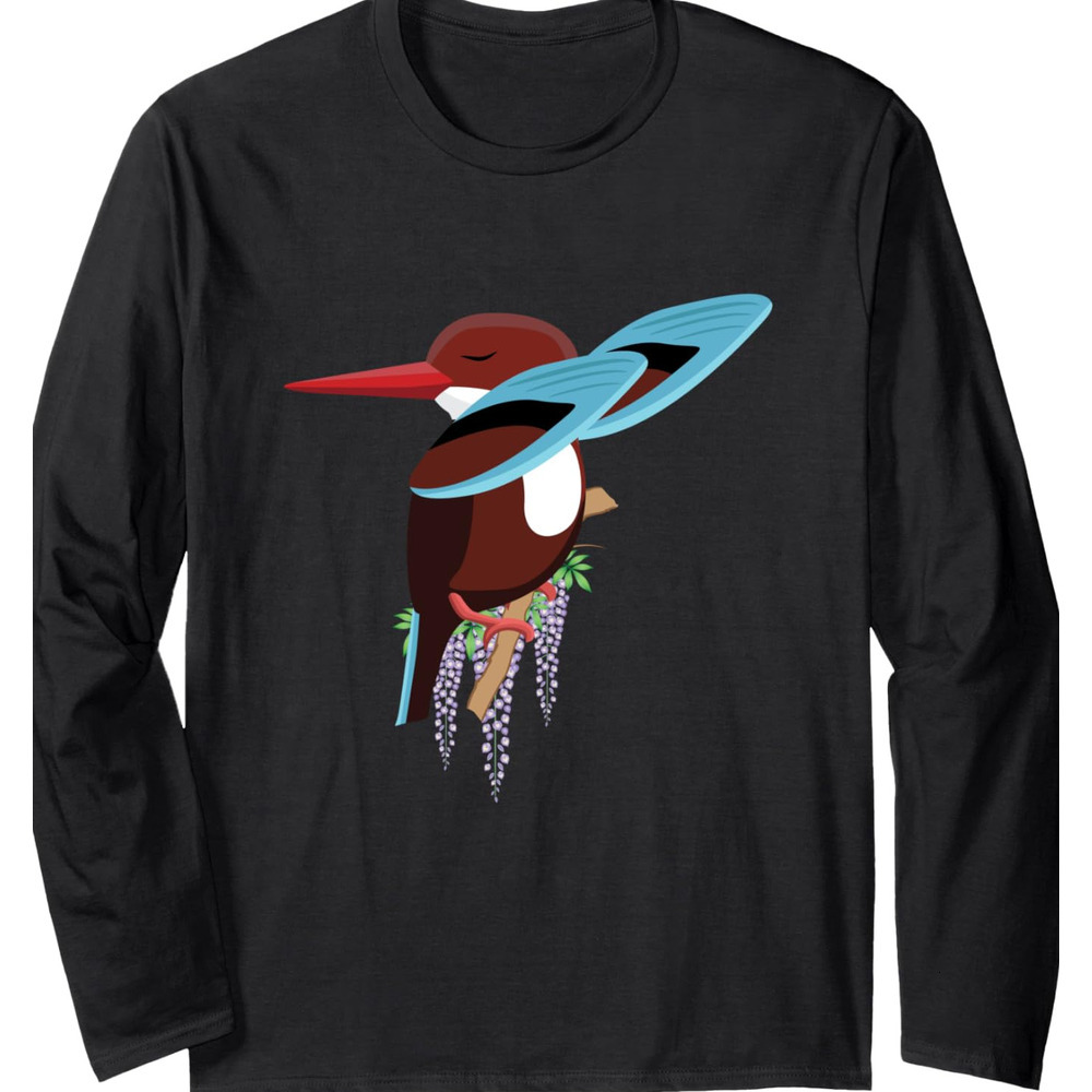 Long Sleeve Shirts for Men sweatshirt Stunning Kingfisher Vector Red Peak Bird Lover Gift Long Sleeve Tee Streetwear Casual tops clothes fashion cool