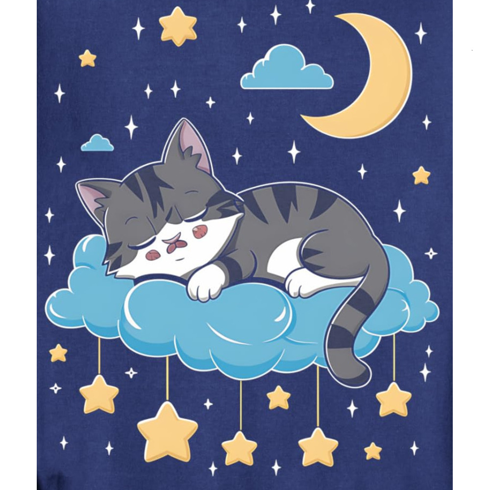 Long Sleeve Shirts for Men sweatshirt Cat Naptime Moon Cute Kitten Sleeping Cat Design Graphic Tee Sweatshirt T shirt Tee Streetwear Casual tops cloth