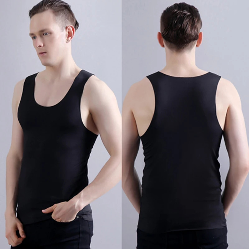 Men Ice Silk Seamless Tank Tops Underwear Mens Undershirt Male Bodyshaper Wrestling Fitness Shirts Solid Breathable Singletss 240415