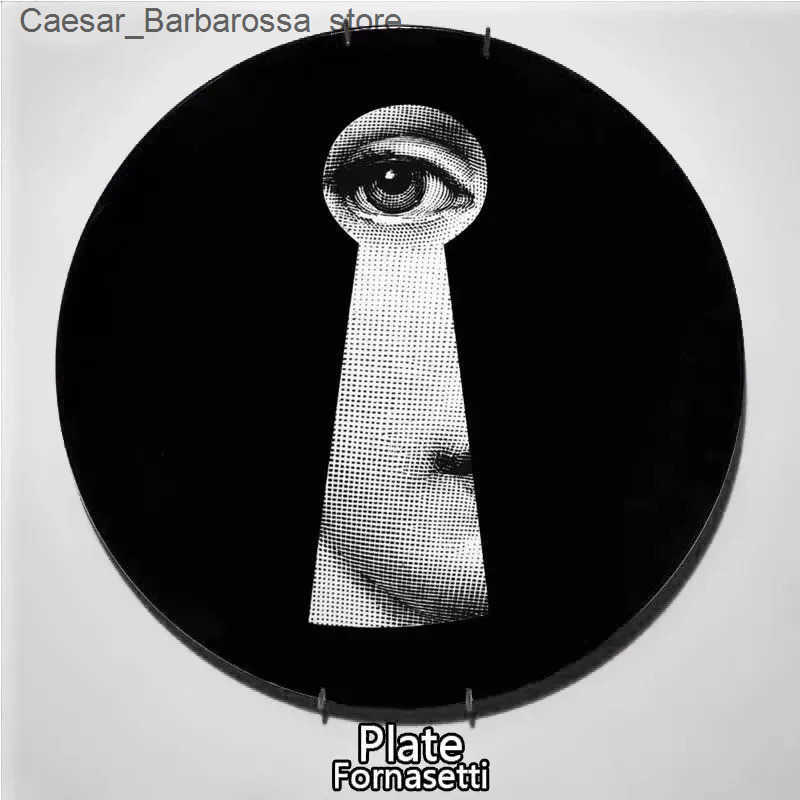 Decorative Plates Fashion Lady Face Milan Style Art Ceramic Wall Hanging Plates Living Room Bar Banquet Hotel Studio Hall Decorations Wedding Gift J24