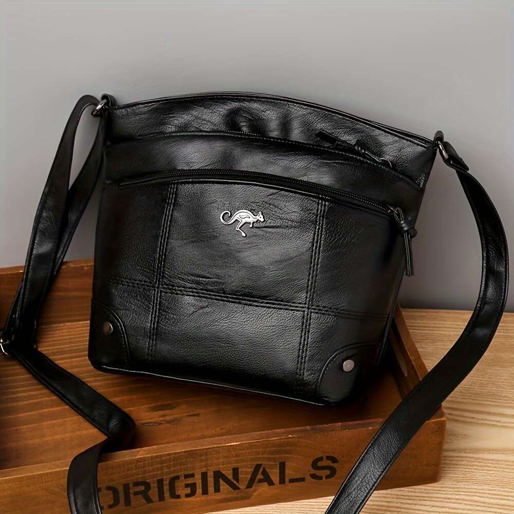 Chic Vintage-Inspired Women's Crossbody Bag Spacious Multi-Pocket Design, Soft Faux Leather, Adjustable Strap, Zip Closure - Perfect for Daily Co