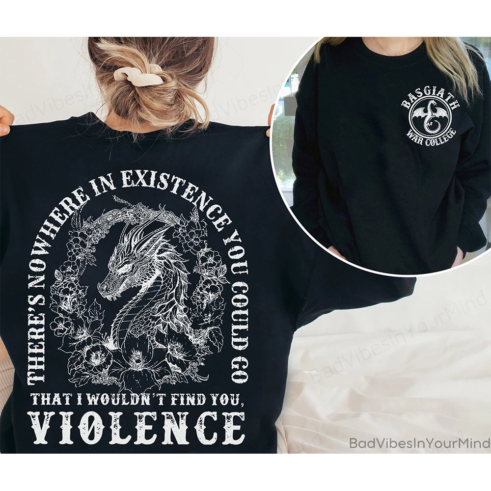 Women Y2K Top Retro Sweatshirt Fourth Wing Dragon Rider Basgiath War College Fantasy Academic Bookish 241114