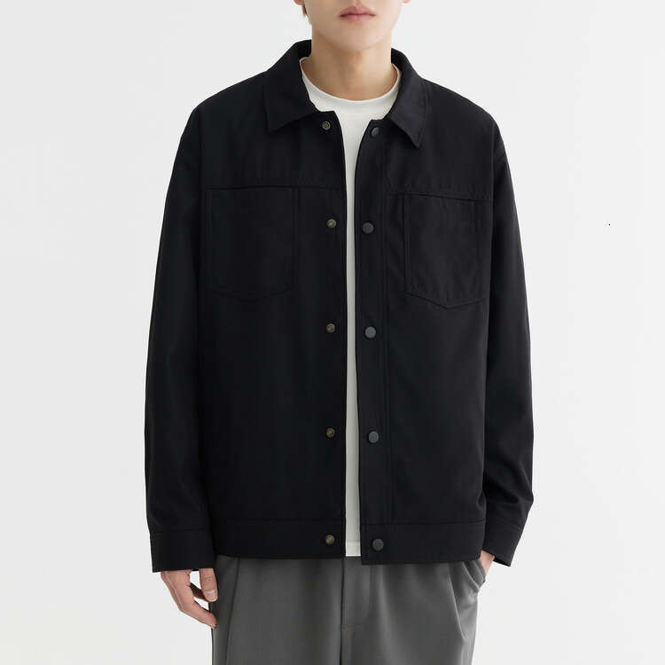 Wuge Solid Color Simple Basic Lapel Men's 2024 Spring New Style Trendy Versatile Casual Jacket Men