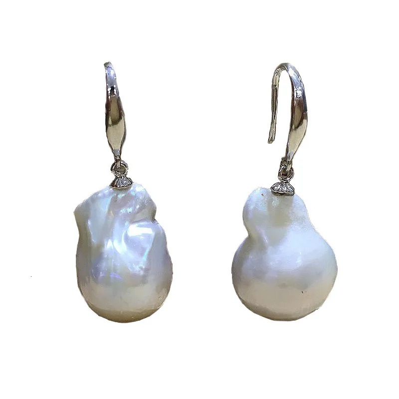 Necklace hook earring set Baroque style large size white nuclear color flame ball pearl shape charming 241115