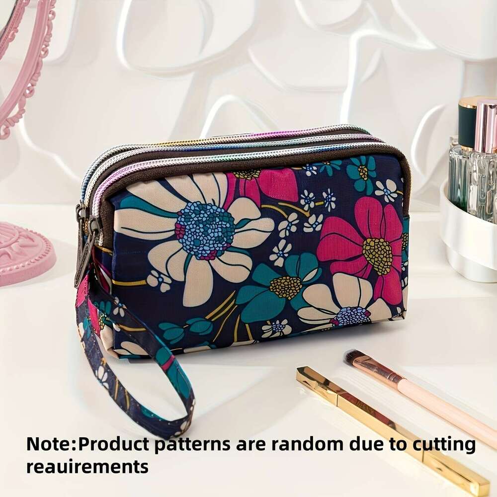 Chic ral Print Wristlet Wallet Women - Spacious Clutch Zipper, Ideal for Travel & Organization, Polyester Coin Purse with Portable Storage Pouch