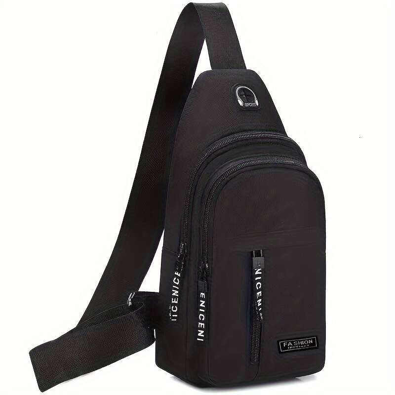 Men's Waterproof Nylon Crossbody Chest Bag - Casual Sports & Travel Sg with Zip Closure, Fashionable ing Detail