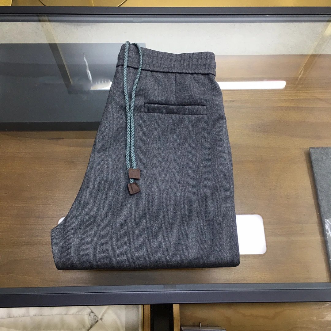 In the springsummer of BC smallest fashionable woolen rolled leg casual pants mens mid waist highquality style 241115