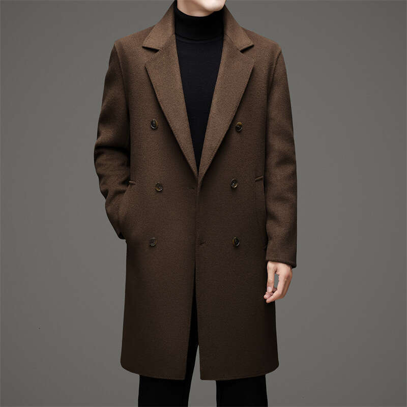 Autumn And Winter Business Commuting Double-Sided Woolen Mid Length Casual Suit Collar, Middle-Aged Coat, Trendy Men's New Style