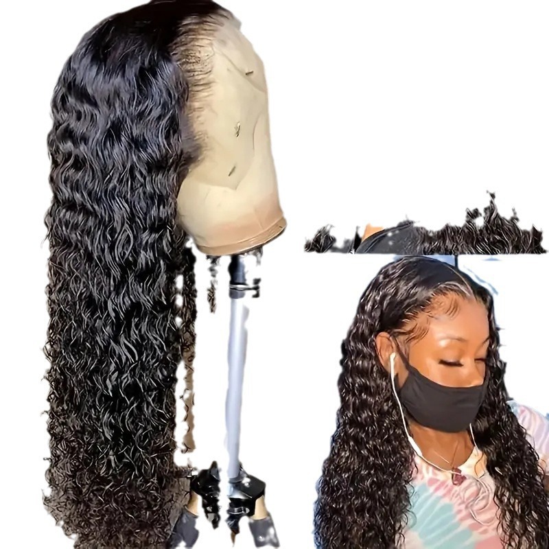 European and American fashion front lace 13*4 wigs African hot selling small winding tube long curly hair full head cover