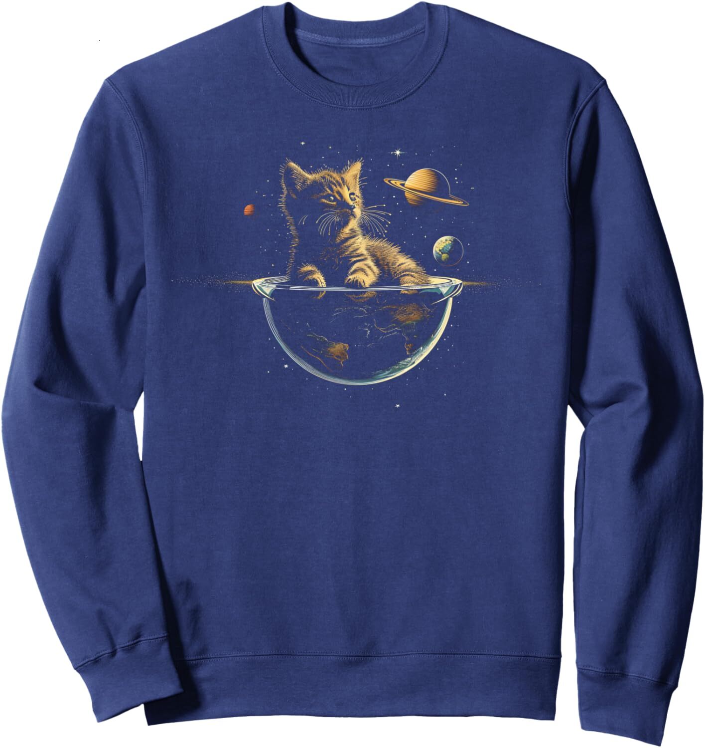 Long Sleeve Shirts for Men sweatshirt Cat Kitten Planet Galaxy Universe Astronomy Solar Graphic Sweatshirt T shirt Tee Streetwear Casual tops clothes 