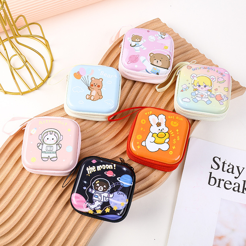 Designer's new astronaut tin square purse, children's coin handheld storage bag, little girl zipper bag