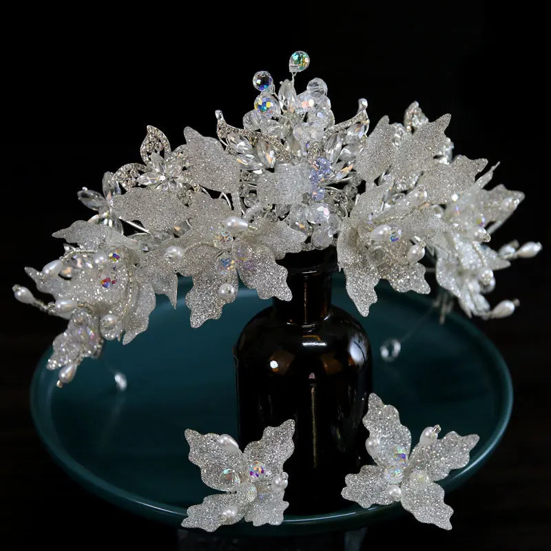 Wedding crystal headpiece brides hair jewelry accessories earring set brides headpiece Quinceanera party ball headpiece 241115