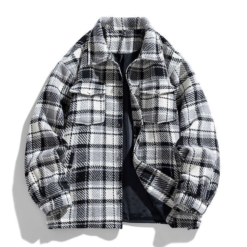 NASA Plaid Men's Autumn Winter New Trend Versatile Lapel, Cool And Loose Casual Small Fragrance Couple Jacket