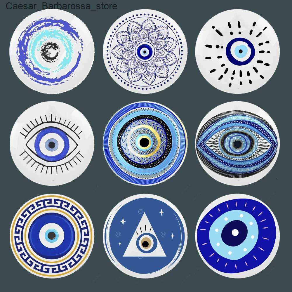 Decorative Plates 10 Turkish Blue Evil Eye Ceramic Wall Hanging Plates Art Craft Ornament Hotel Bar Decorative Background Good Luck Blessing Gift J241