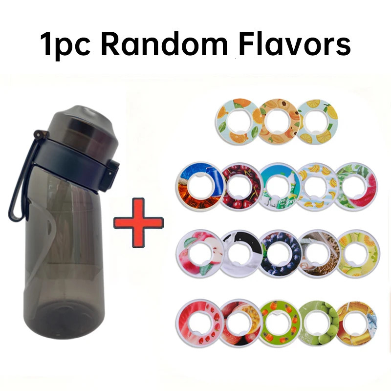 LUSQI 500ml Water Bottle With 1pc Random Flavor Pods Portable Transparent With Straw Leak Proof Suitable for Outdoor Sports 240415