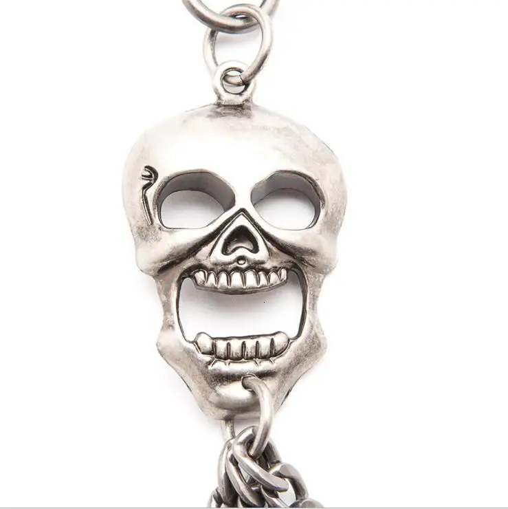 High quality mens jewelry heavy-duty skeleton waist bicycle wallet keychain rock punk Trouser hip-hop leather pants jeans 241115