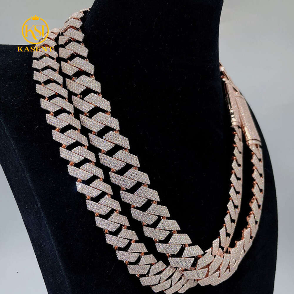 Moissanite Baguette Cuban Link Chain Necklace Customize S925 Sterling Silver 15mm 18mm Gift Box Jewelry Hiphop
