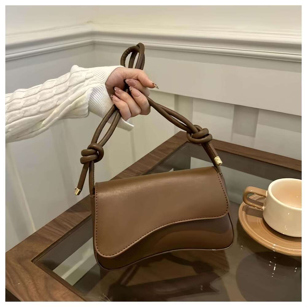 Faux Leather Shoulder Bag with Buckle Closure Solid Color, Polyester ed, Handheld Crossbody Design, Non-Washable - Black & White