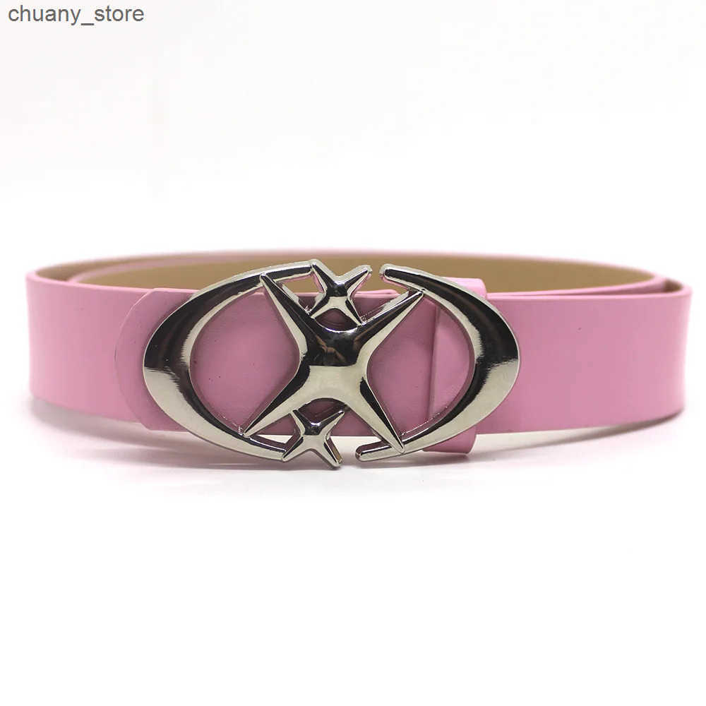 Belts Vintage Men Women Punk Cross Star Buckle Belt Design Metal Gothic Y2k Belt Pu Leather Waistband Jeans Pants Decorative Belt L240910