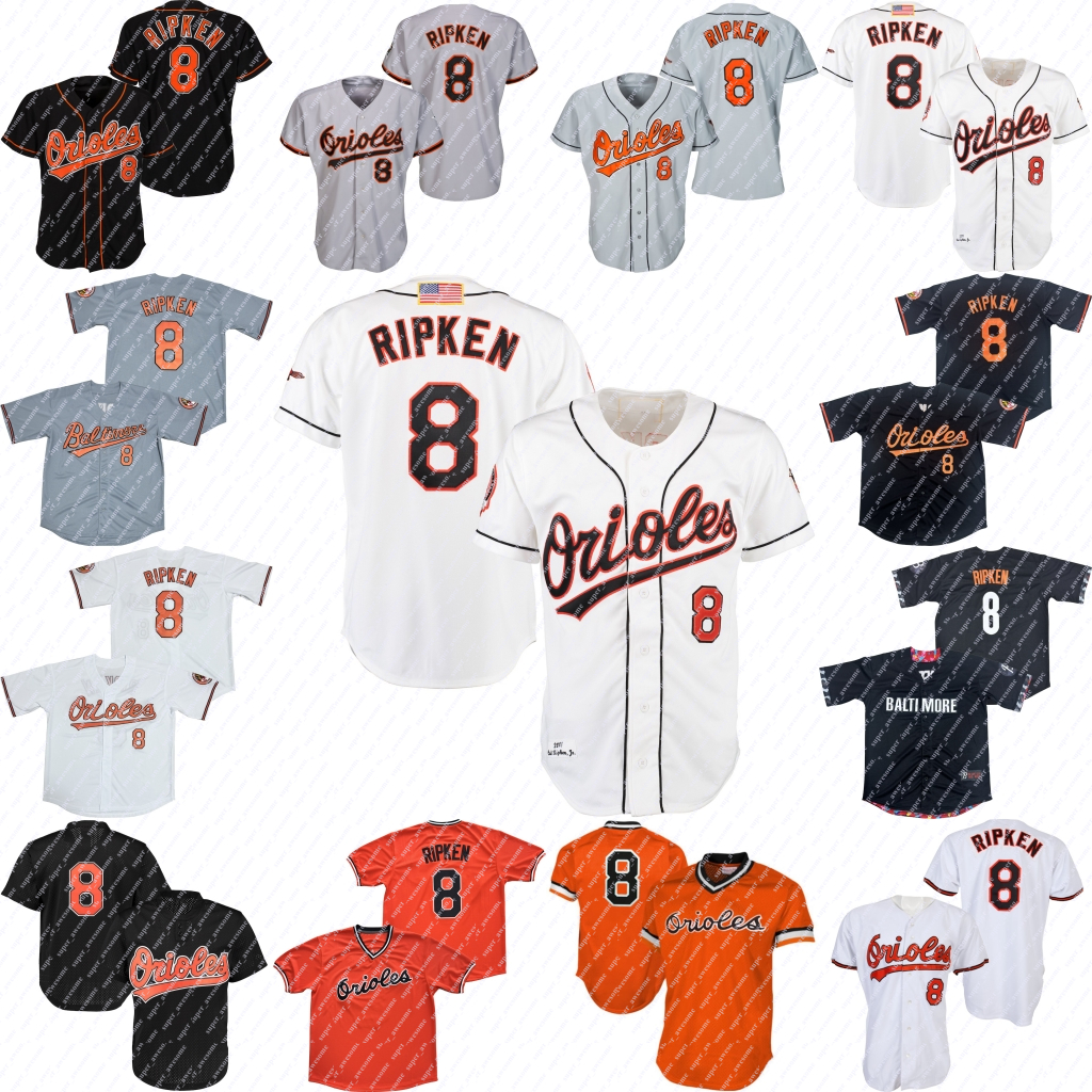 8 Cal Ripken Jr. Jersey 2001 White Black Orange Gray Baseball Jerseys Stitched
