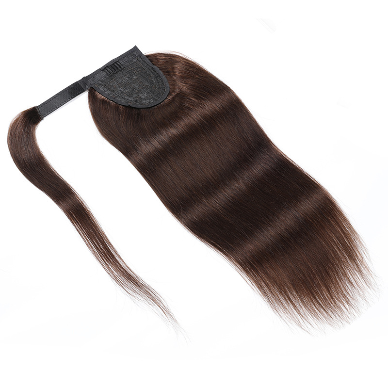 Peruvian Human Hair Silky Straight Hook& Loop Magic Ponytail 10-26inch Natural Color 2# 4# P4/27 Piano Color