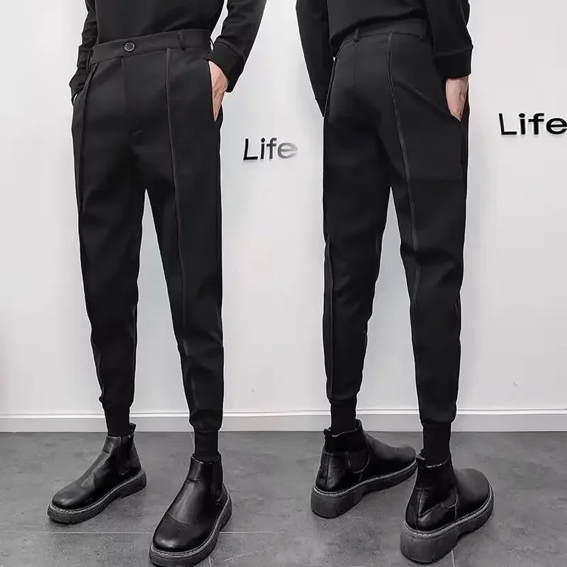 SpringSummer Mens Set Pants Fashion Casual Business Ultra Thin Fit Ankle Length Office Clothes Dress F51 241115