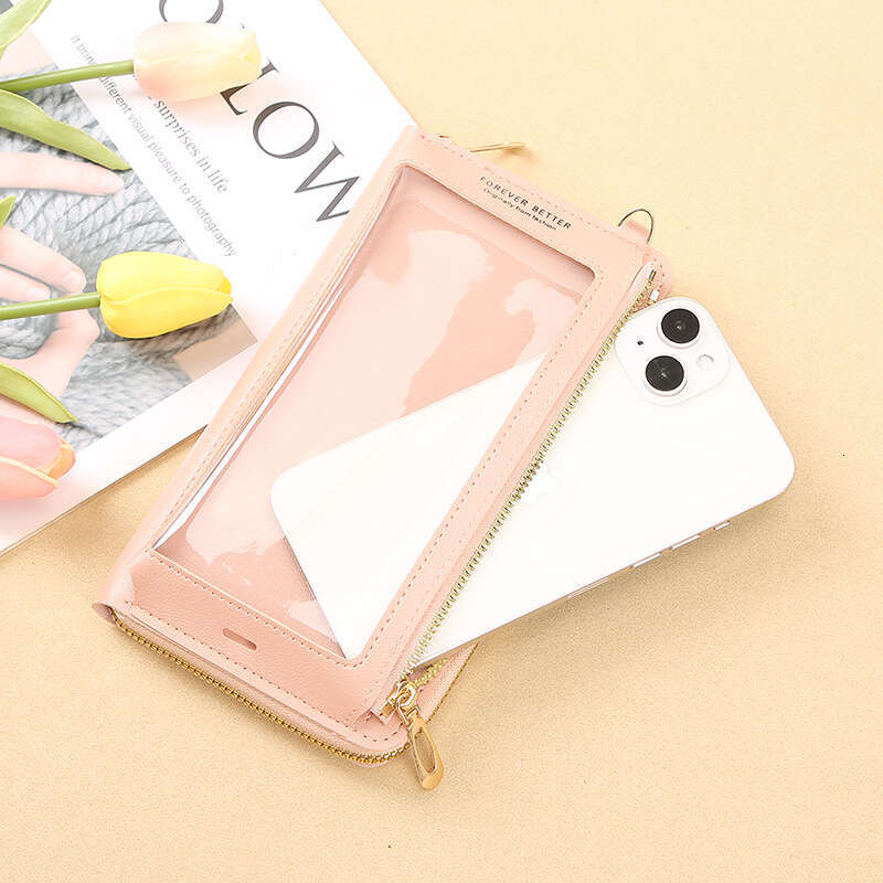 Touchscreen female diagonal cross anti-theft multifunctional single shoulder transparent mini bag, wallet phone bag