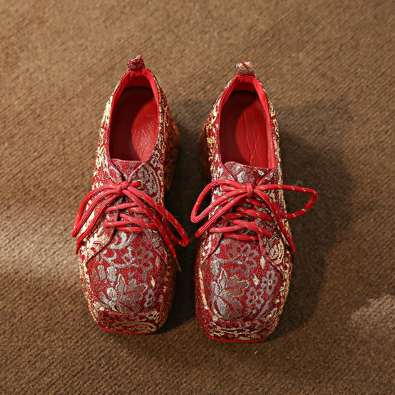 Luxury Designer Red Banquet Shoes 9CM Thick soled Women's Height Boosting Shoes Fashionable Shining Casual Shoes Comfortable Trendy Single Shoes