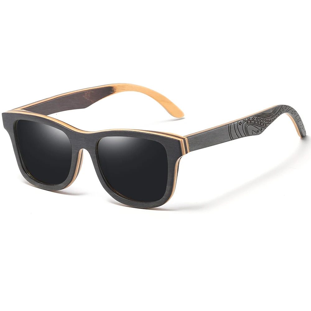 GM Skateboarding Wood Sunglasses Retro Black Frame Wood Sunglasses Womens Polarized Mens Bamboo Wood Sunglasses S5832 241114